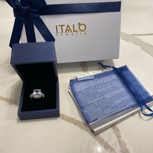 White sapphire and blue sapphire crystal ring